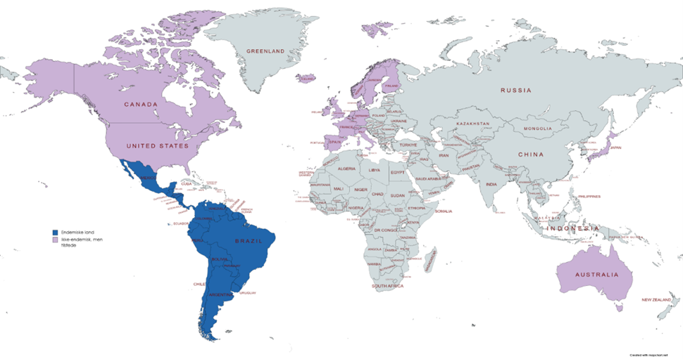 Kart over Chagas sykdom