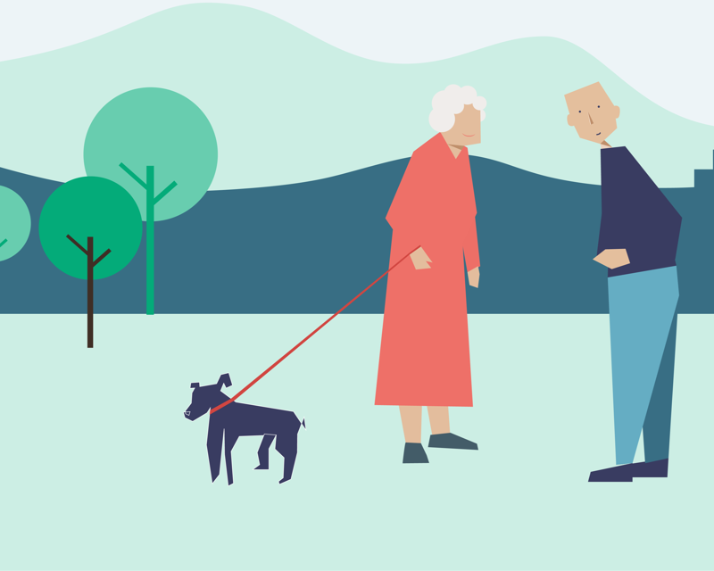 Illustrasjon: FHI Eldre mann og dame