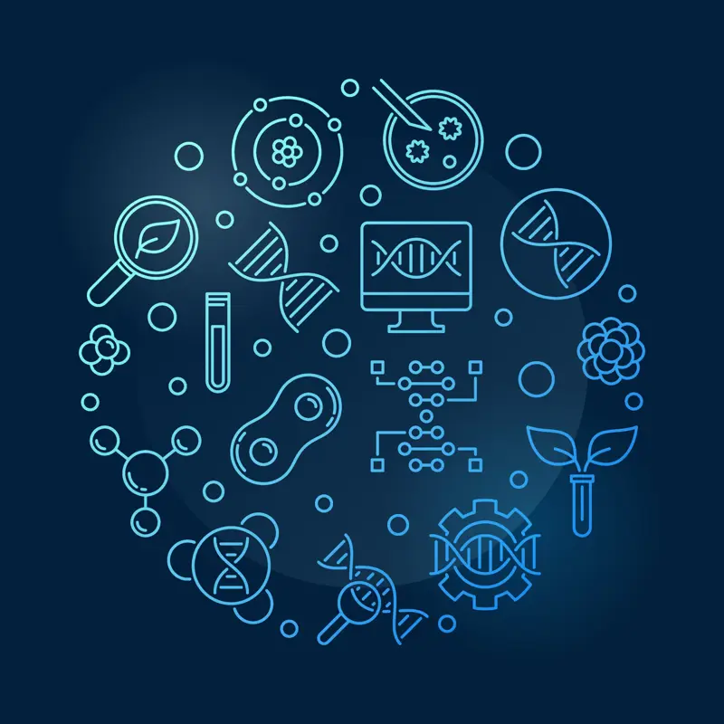 illustrasjoner av mennesker og gener