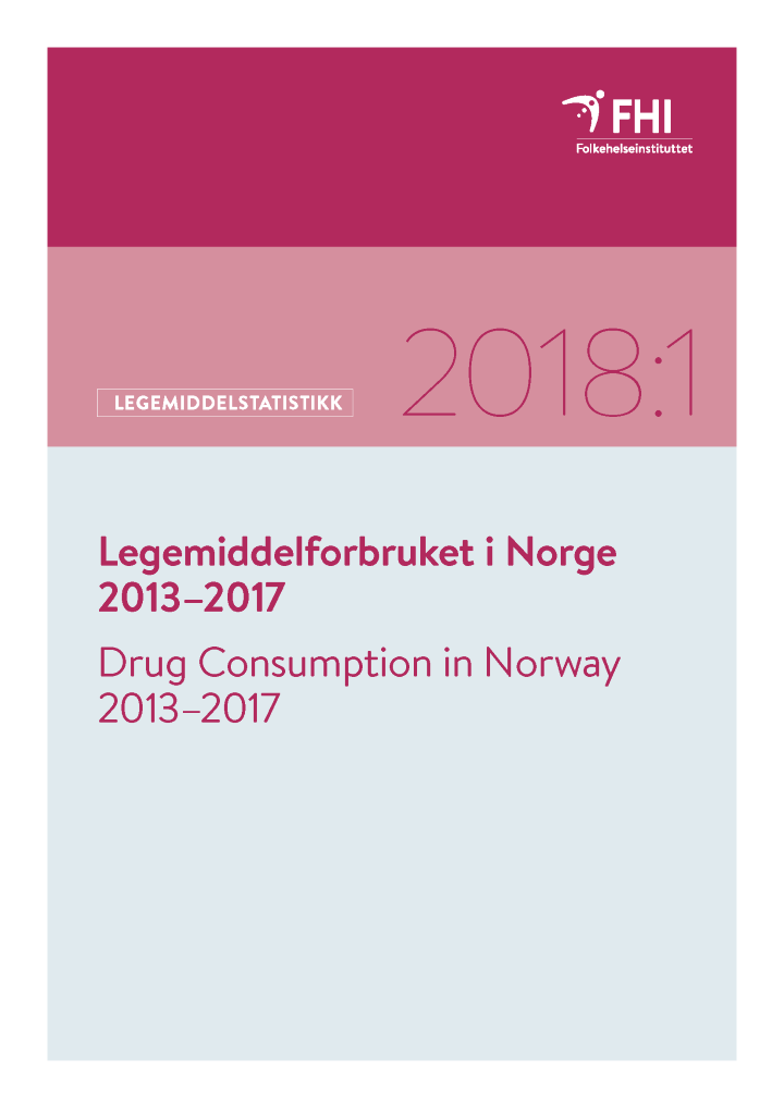 Dette er et bilde av forsiden på rapporten "Legemiddelforbruket i Norge 2013–2017"