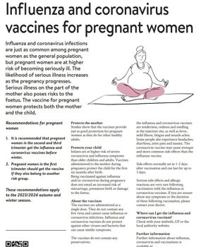 Thumbnail picture of leaflet for influenza and corona vaccine for pregnant women.