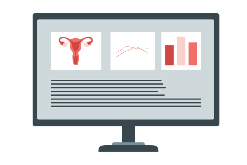datamaskin med livmor på skjermen (illustrasjon)