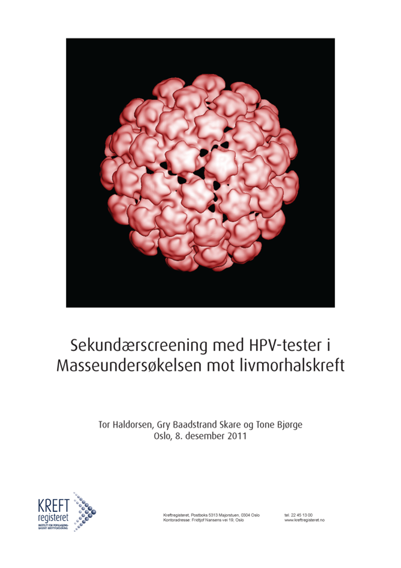 forside rapport om sekundærscreening med hpv-tester i masseundersøkelsen mot livmorhalskreft