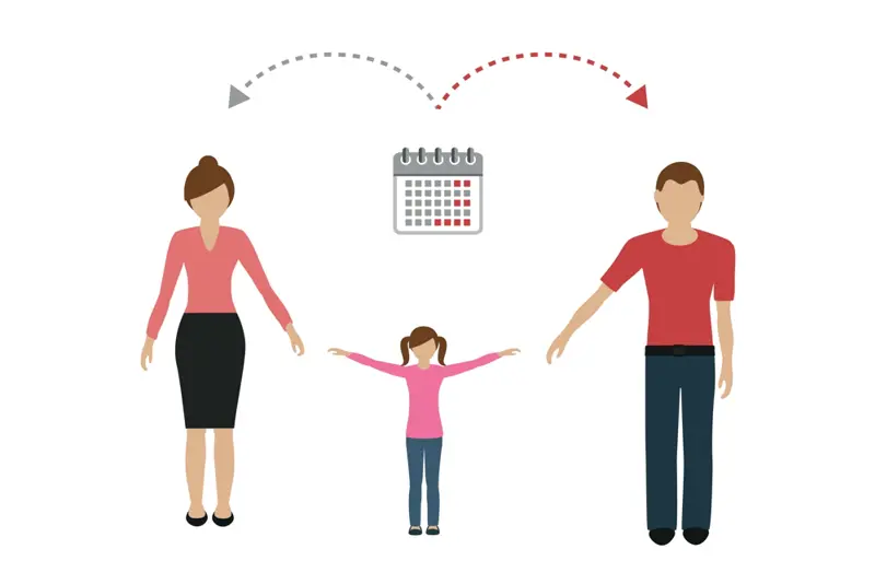 Et barn står i midten av en mor og far