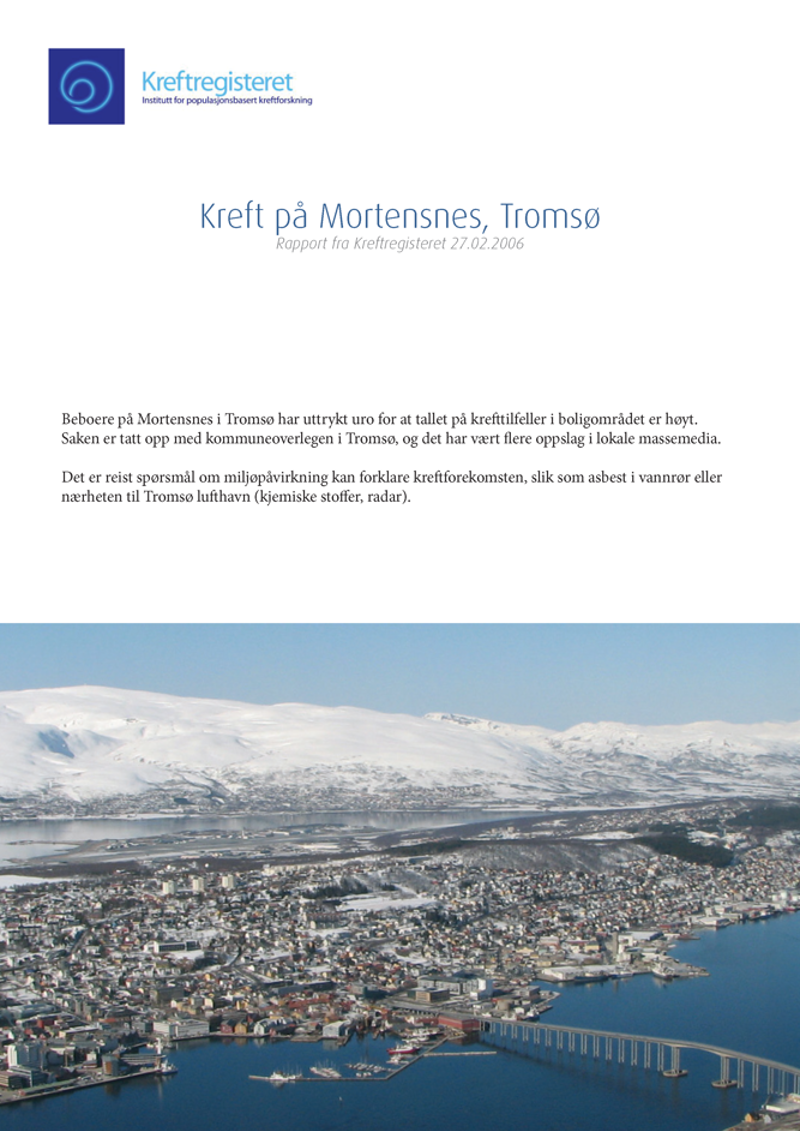 Forside til rapporten Kreft på mortensnes, tromsø