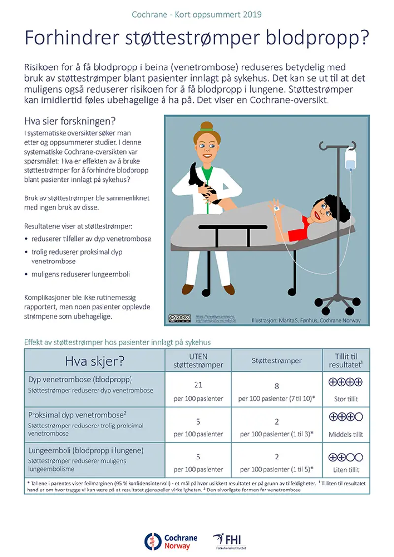 Forside av PDF om støttestrømper og blodpropp