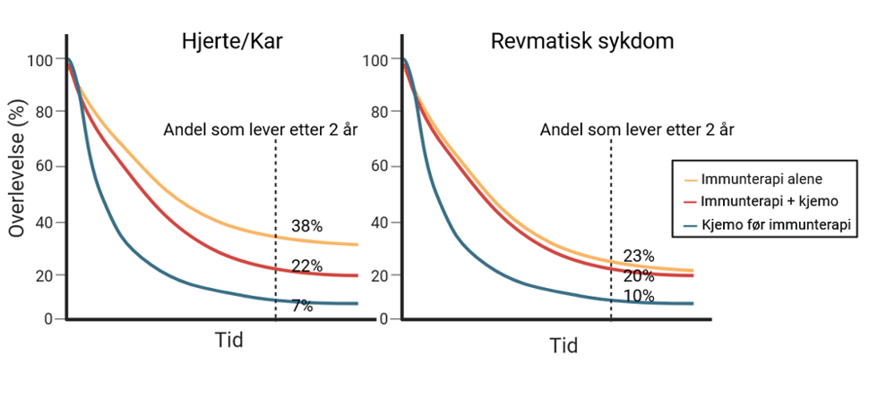 Lungekreft, tilleggssykdommer, hjerte- og karsykdom og revmatisk sykdom, immunterapi