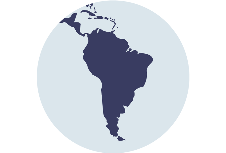 Illustrasjon av globus der området som dekker Sør-Amerika er i fokus.