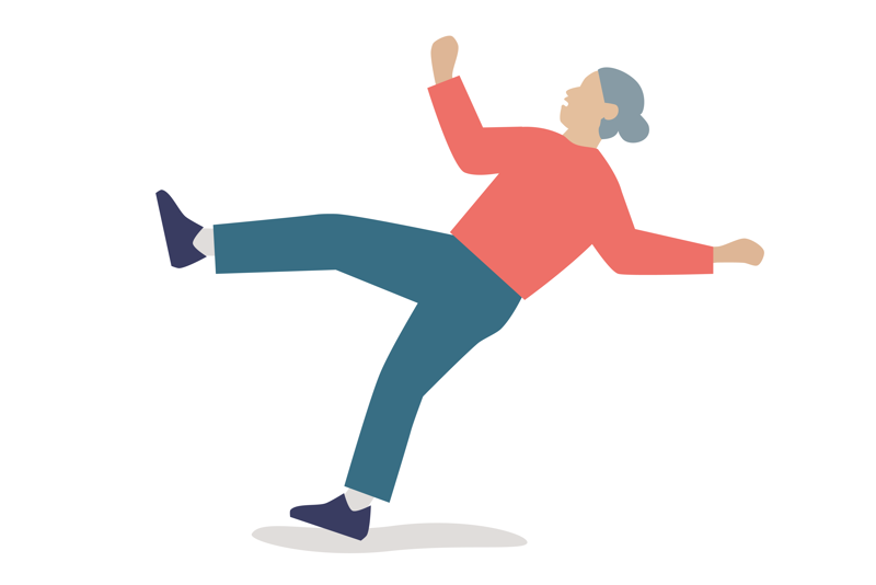 Kvinne som faller. Illustrasjon