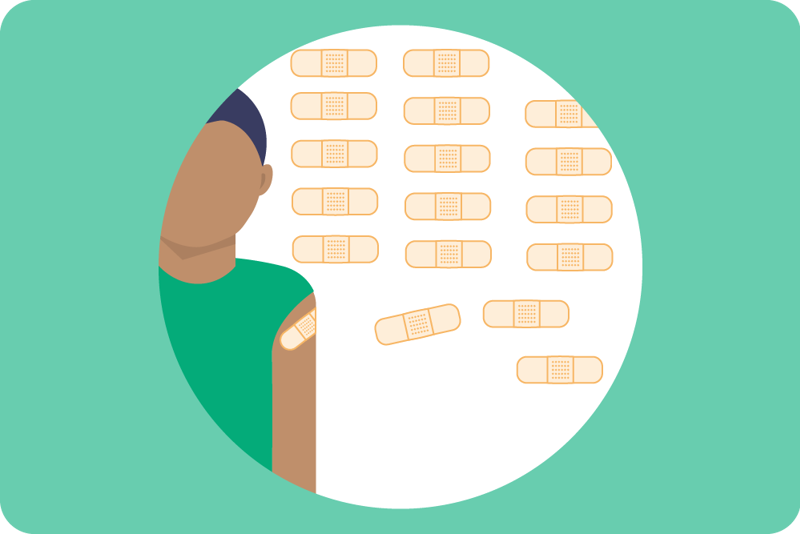 Illustrasjon massevaksinasjon plasttre overarm