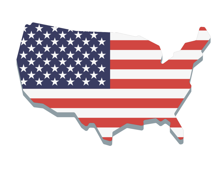 kart over usa, farget i det amerikanske flagget