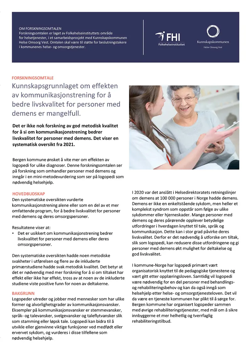 Forskningomtalens forside. Bilde.