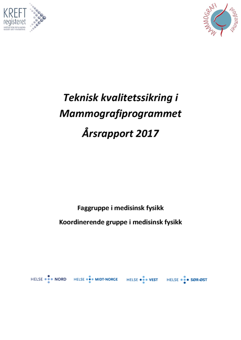 Rapportforside Teknisk kvalitetssikring i Mammografiprogrammet