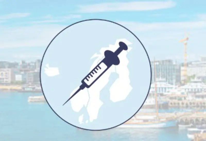 illustrasjon av Norge-kart med en sprøyte