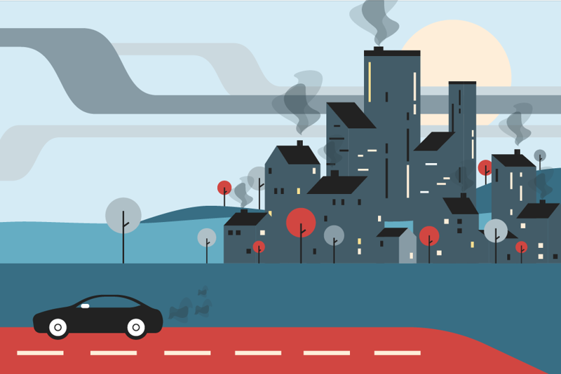 luftforurensning i by