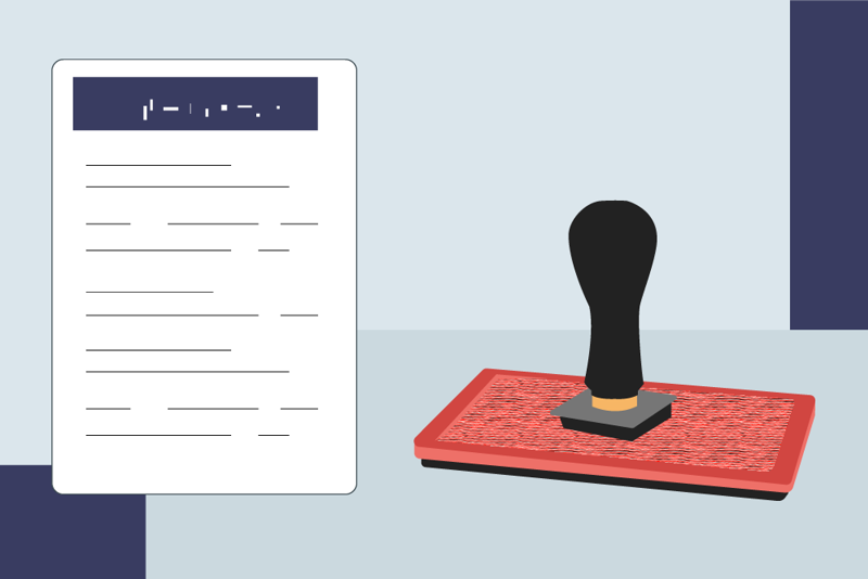dødsattest og stempel