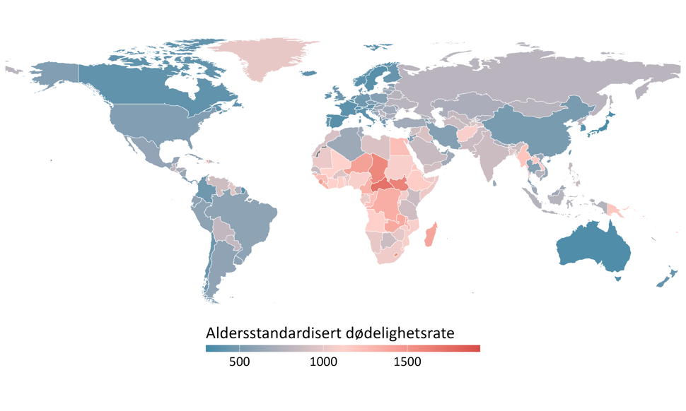 Dødelighet i ulike land, verdenskart