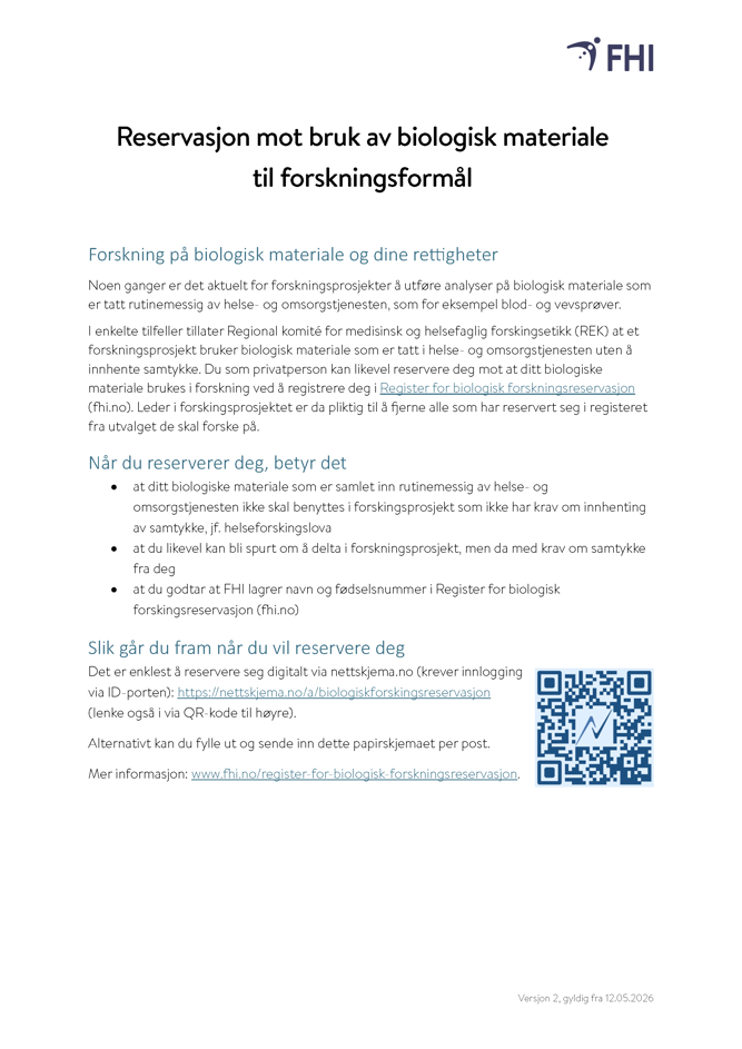 Skjrmdump av reservasjonsskjema for biologisk forskning