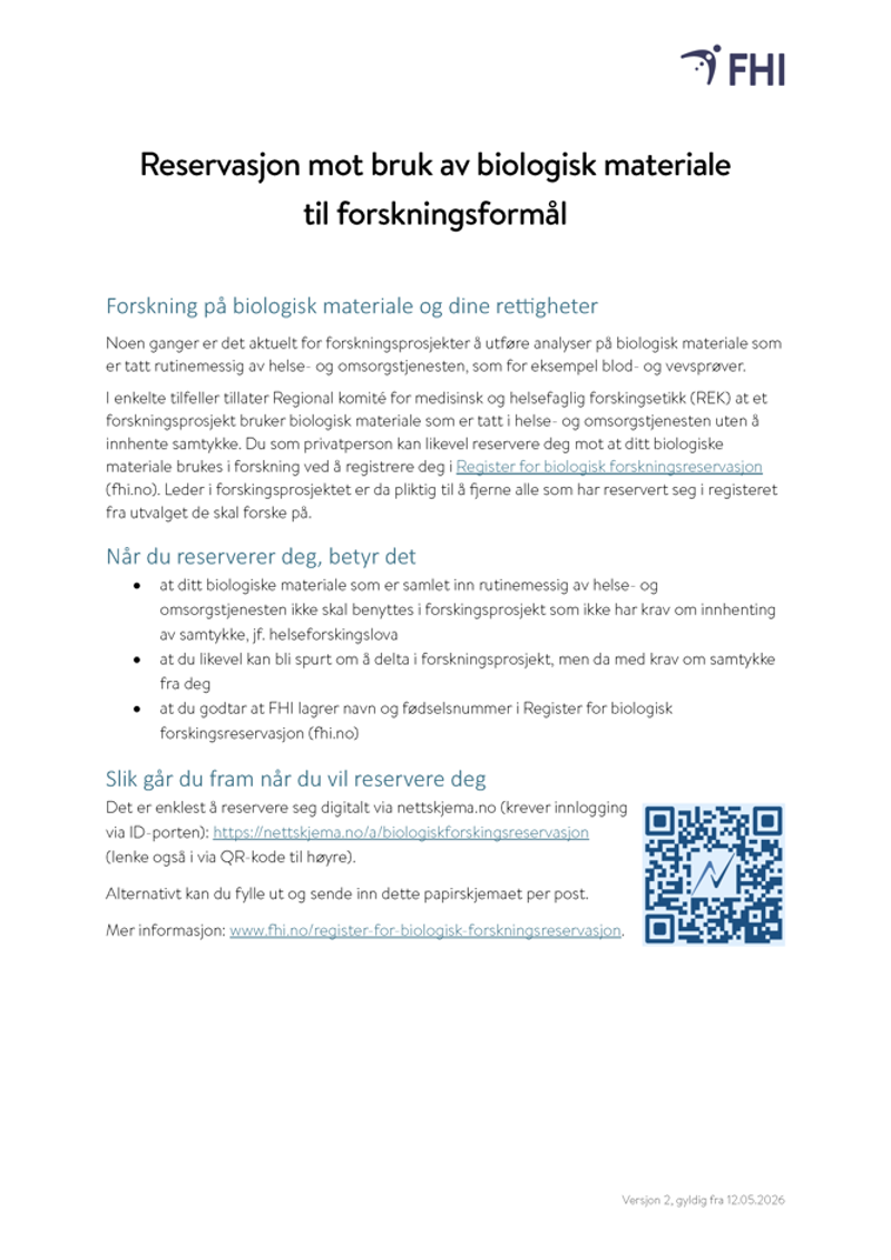 Skjrmdump av reservasjonsskjema for biologisk forskning