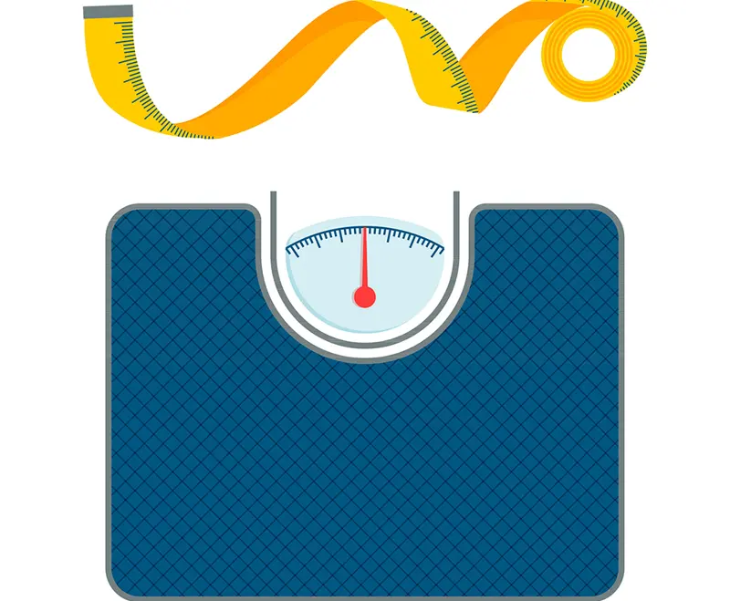 Tegning av målbånd og badevekt