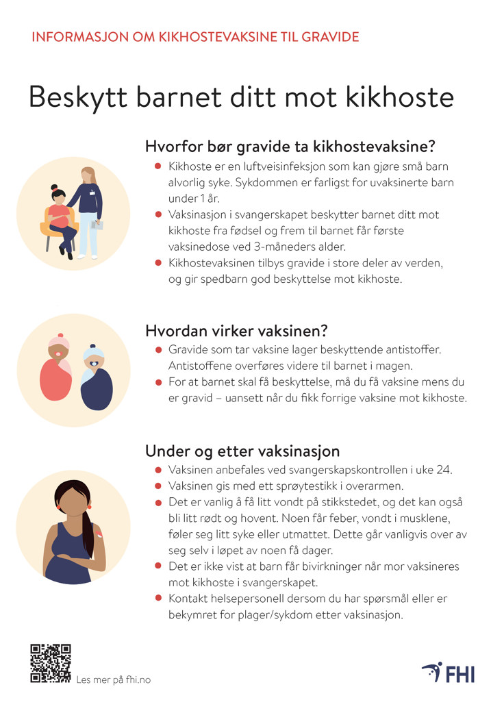 skjermdump av informasjonsark til gravide om kikhostevaksine - på bokmål