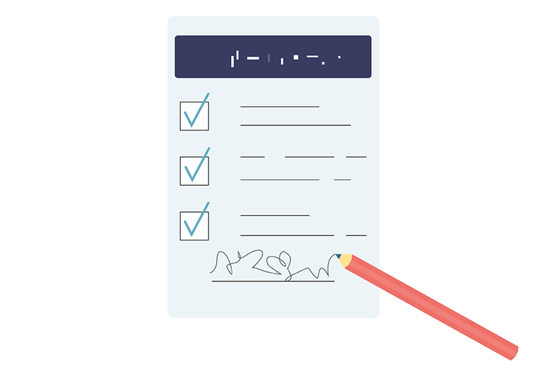 Skjema med blyant. Illustrasjon