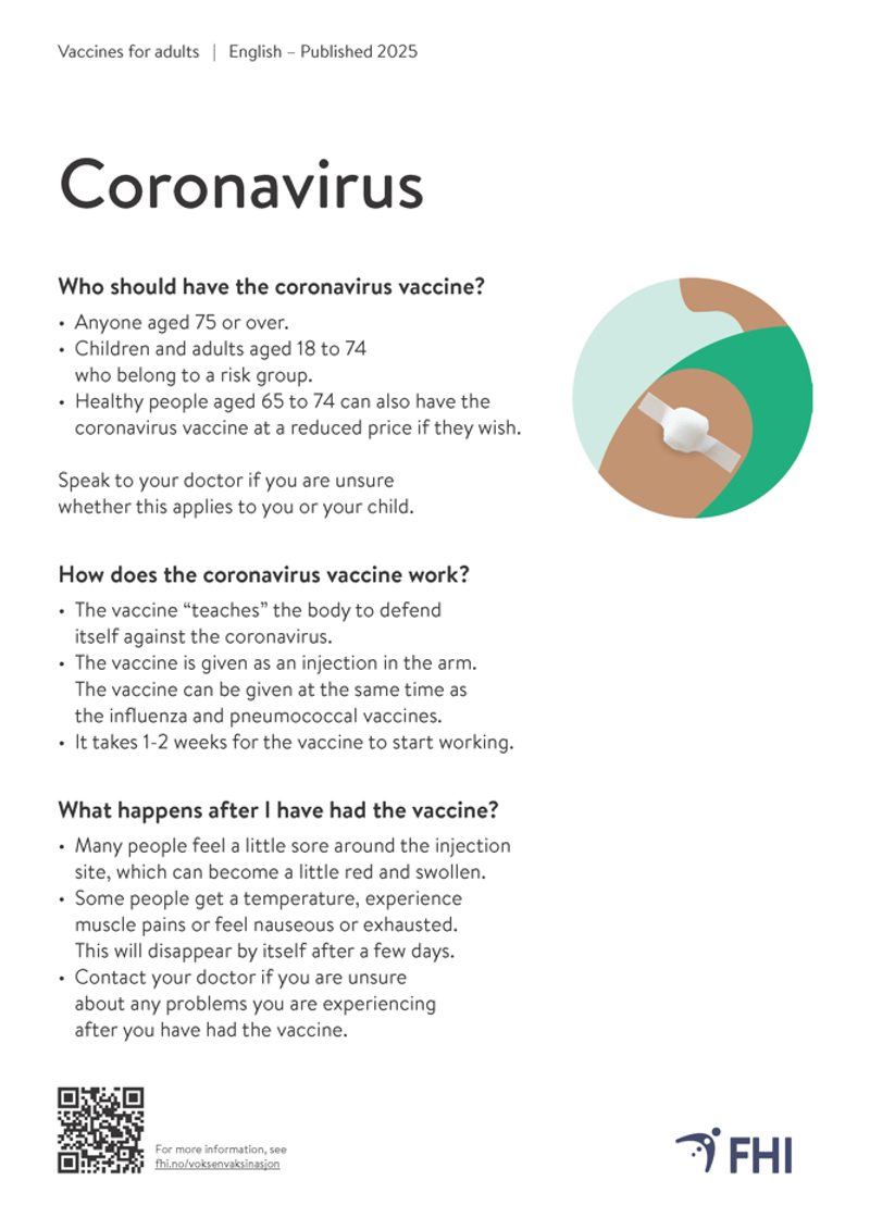 illustrasjonsbilde av infoark om koronavaksine på engelsk