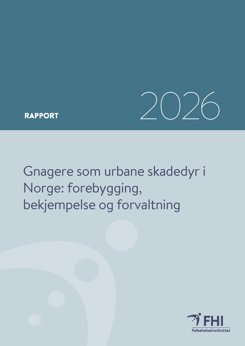 Skjermdump av rapportens forside med årstall og tittel "Gnagere som urbane skadedyr i Norge: forebygging, bekjempelse og forvaltning"