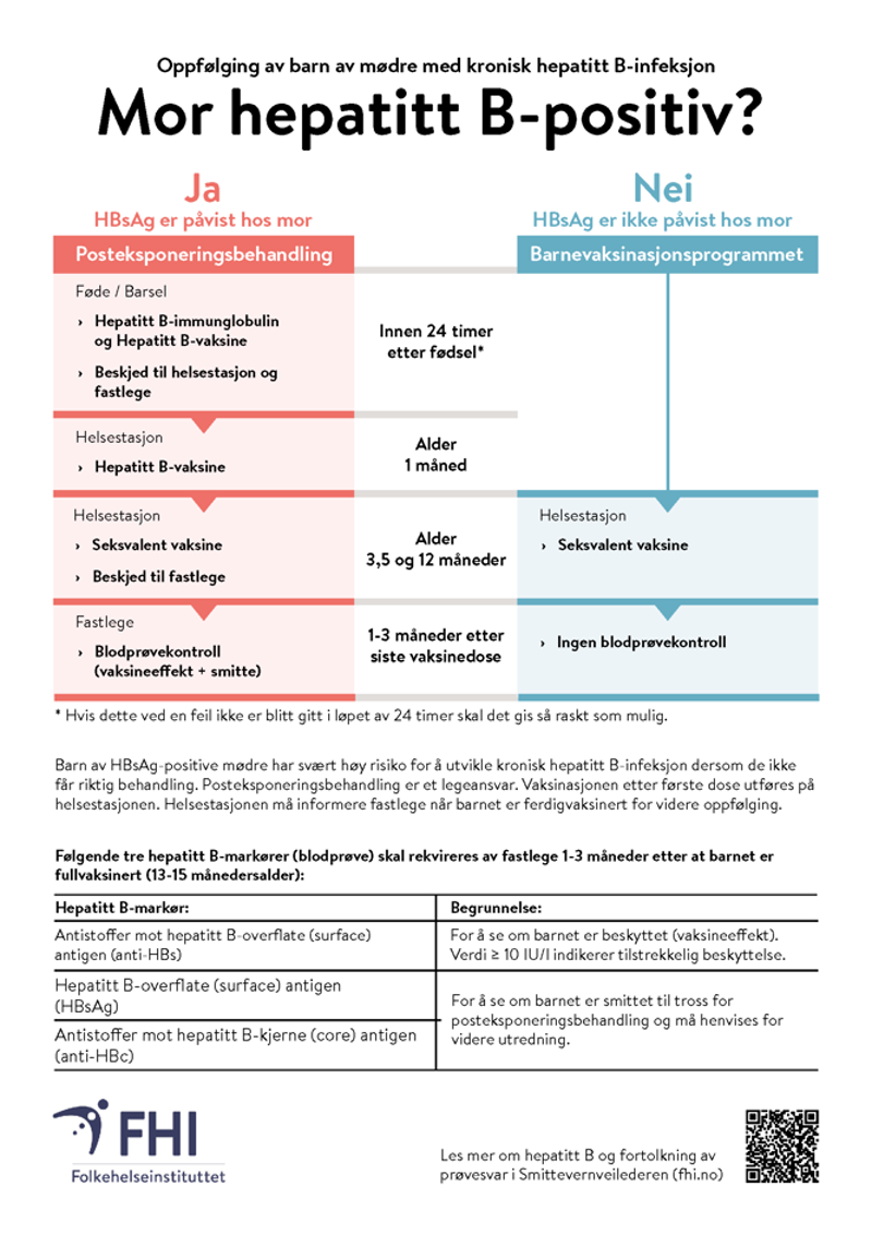 bilde av plakat over hvordan følge opp barn av mødre med kronisk hepatitt B-infeksjon