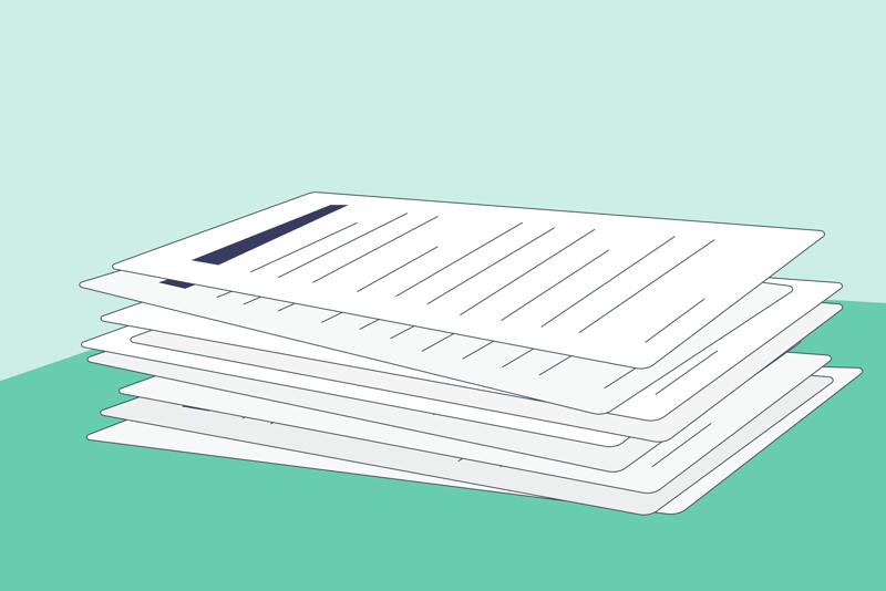 Flere ark liggende oppå hverandre. Illustrasjon FHI