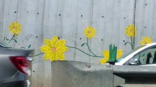 Photo of wall art in a street in Addis Ababa
