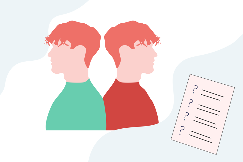 Illustrasjon av to mannlige tvillinger