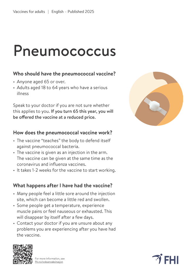 illustrasjonsbilde av infoark om pneumokokkvaksine, kortversjon