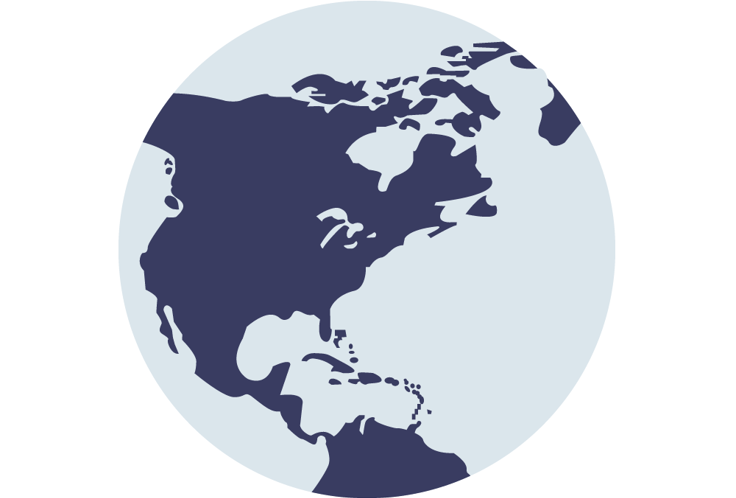 Illustrasjon med globus der området som dekker Nord- og Mellom-Amerika er i fokus.