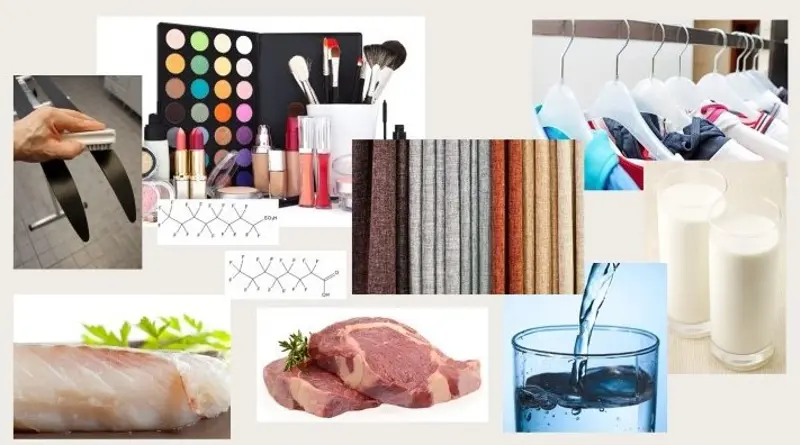 PFOS og PFOA inngår i produksjonen av blant annet skismøring, kosmetikk, gardiner, sportstøy og brannskum.  Stoffene slippes ut i naturen og gjenfinnes i vann og 
matvarer Illustrasjoner: Colourbox.com