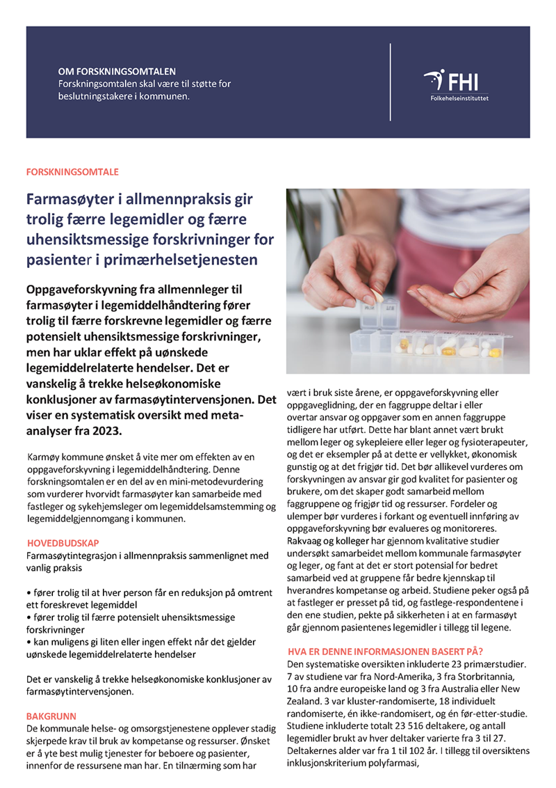 Forside av pdf av omtalen. Bilde