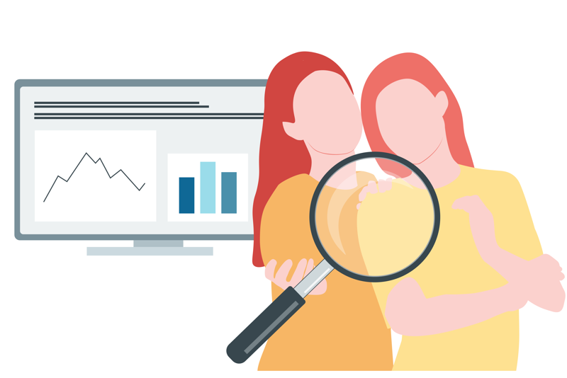 illustrasjon av to kvinnelige tvillinger