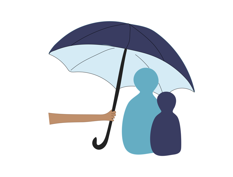 paraply over to mennesker