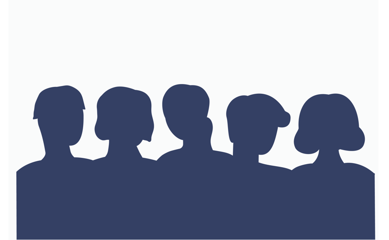 silhuetter av en gjeng personer