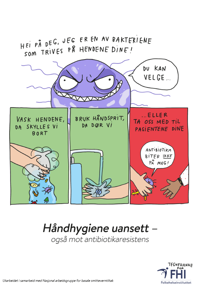 illustrasjon som viser at håndhygiene er viktig uansett