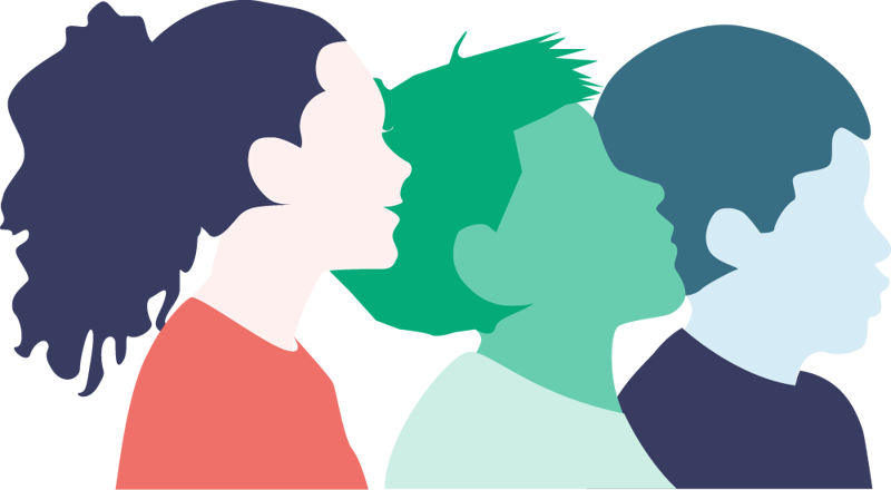 Illustrasjon med omriss av barn