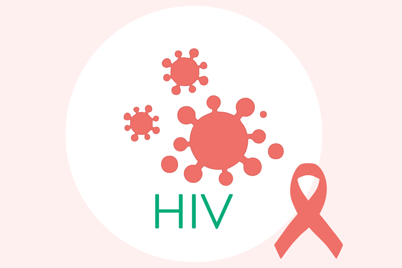 illustrasjonsbilde av hiv-infeksjon og en rød sløyfe