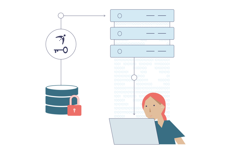 person bak en pc som registererer