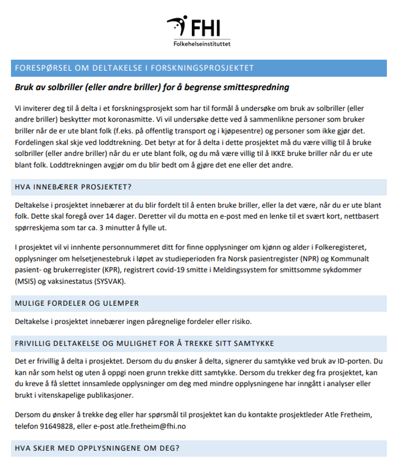 Samtykkeskjema Koronabrille-studien