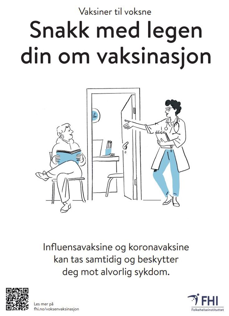 Thumbnail av plakat for vaksinar til vaksne - snakk til legen