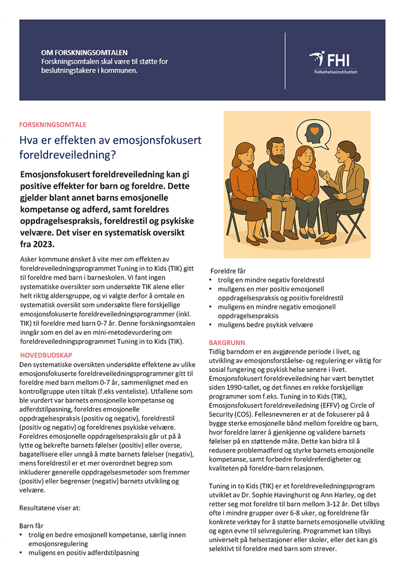 Forside av pdf av forskningsomtalen. Bilde