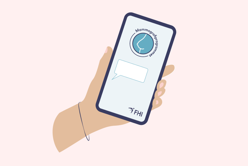 Illustrasjon av hånd som holder telefon