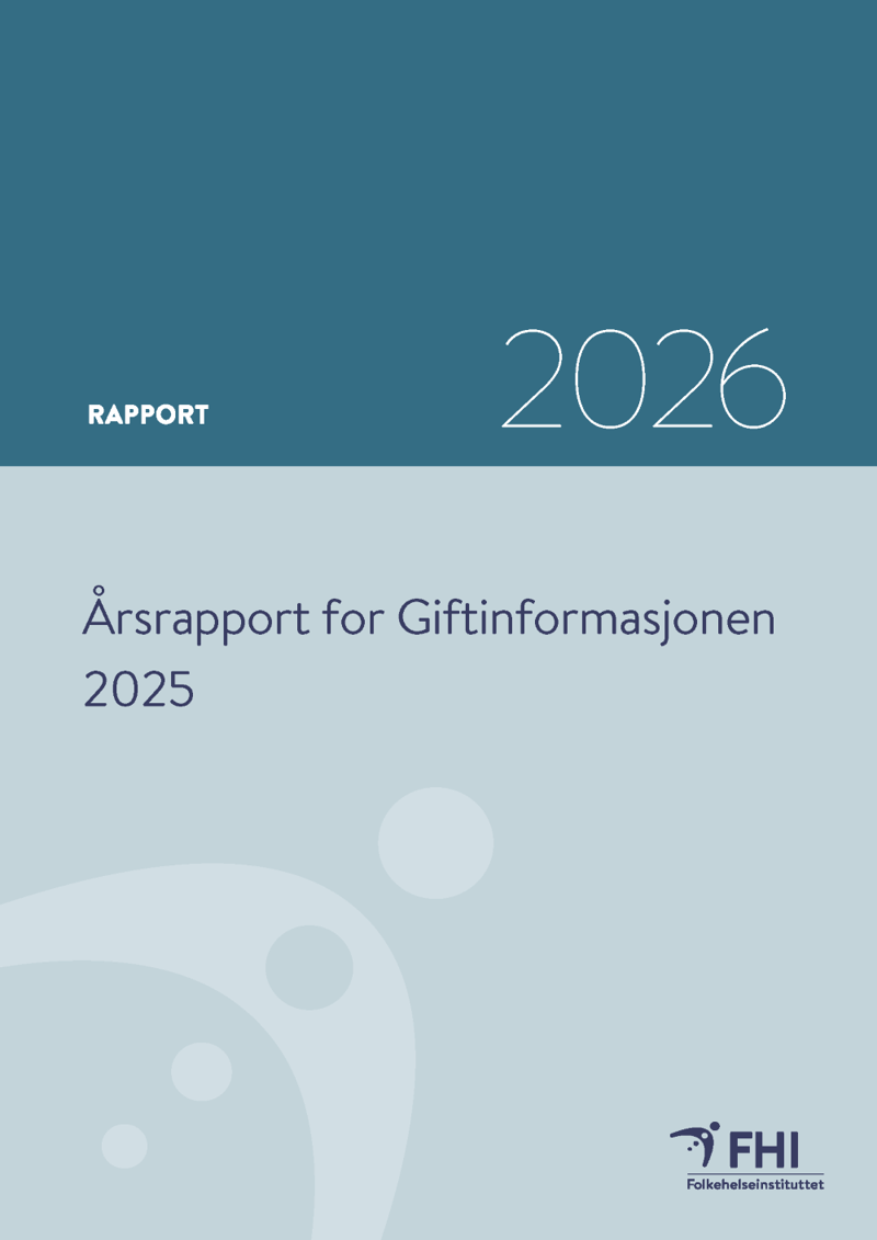 Bilde av rapportens forside, Årsrapport for Giftinformasjonen 2025