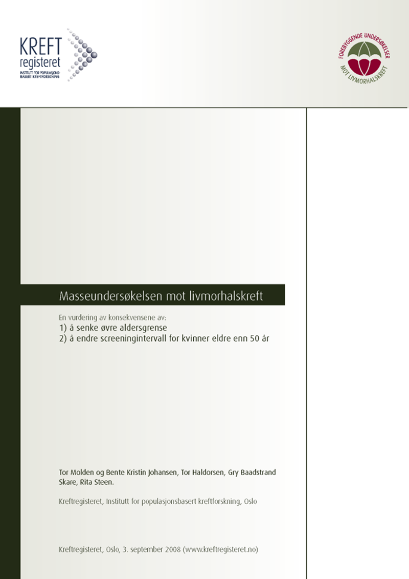 rapportforside masseundersøkelsen mot livmorhalskreft