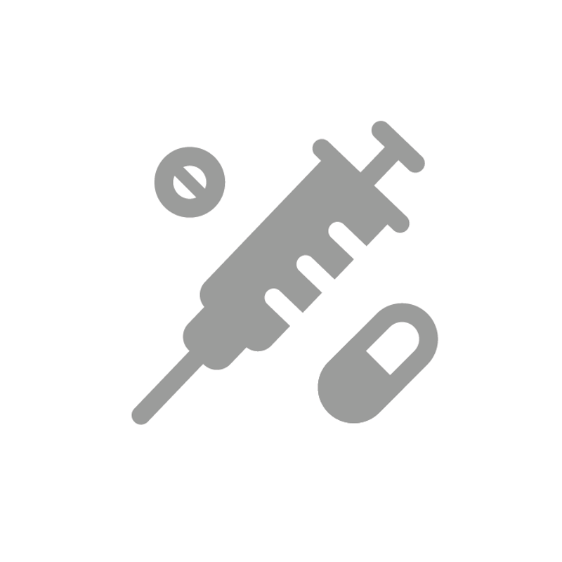 Sprøyte og to piller (illustrasjon)